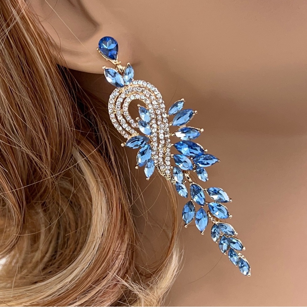Light Sapphire Crystal Chandelier Earrings